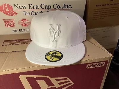 MLB Vintage New York Mets Hat 7 1/2 White On White New Era Cap DeadStock Unworn • $21.99