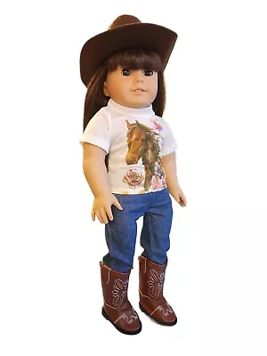 Doll Clothes 18  Western Pants Outfit Top Horse Boots Hat Fit American Girl Doll • $19.79