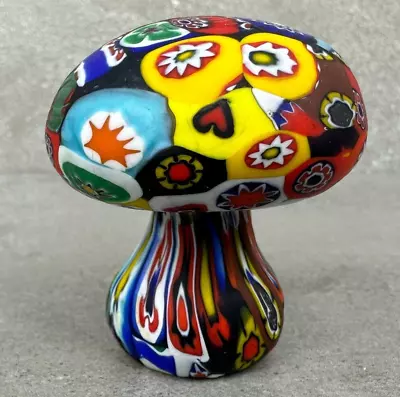 Vintage Murano Millefiori Glass Mushroom Italy Figure Figurine Flower Rare Cute • $108