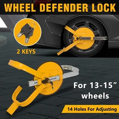 Wheel Defender Lock Clamp Tyre Lock 13  14  15  Car Caravan Trailer Security Key • $49.99
