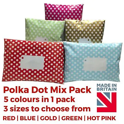 Polka Dot Mailing Postage Bags - MIX PACK - Printed Post Poly Coloured Sacks • £143.70