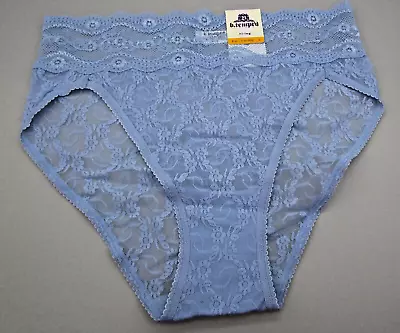 B. Tempt'd Wacoal~S 5~978382~Allure Blue Floral Lace Kiss Hi-Leg Brief Panty • $10.99