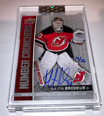 2019-20 UD Buyback Martin Brodeur Number Crunchers Auto Buy Back 14/25 NJ Devils • $200