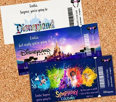 Disneyland Surprise Ticket Personalised Birthday Gift Reveal Holiday Paris Card • £3.99