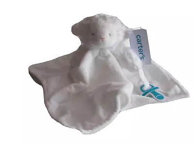 Carter’s White Lamb Sheep Baby Security Blanket Lovey Pacifier Holder Plush • $23.74