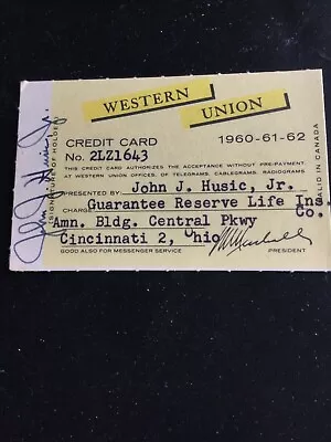 Vintage Western Union Paper Credit Card 1960-61-62 • $12.50