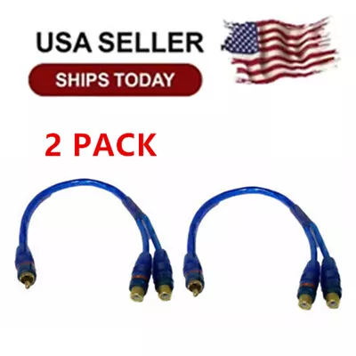 2 PACK RCA Y Splitter Audio Jack Cable Adapter 2 Female To 1 Male Connector Blue • $4.99