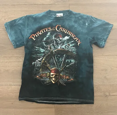 VTG Disney Pirates Of The Caribbean Shirt Walt Tie Dye Sz M Skull Ship Mickey • $64.49