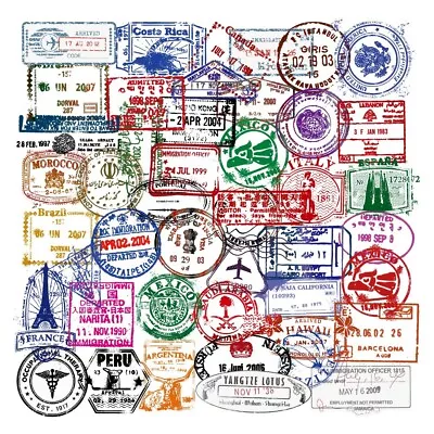 Multicolored Travel Stickers PVC Passport Stamps Stickers Stickers  DIY • £5.93