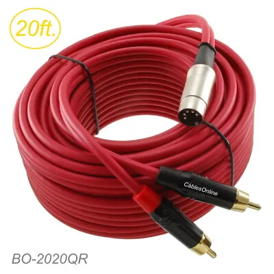 $32.95 • Buy 20ft 5-Pin DIN Male To 2-RCA Male Red Audio Cable For Bang & Olufsen System