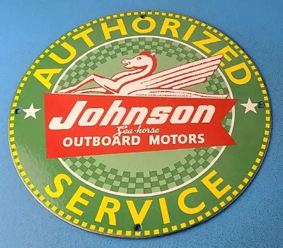 Vitnage Johnson Seahorse Sign - Porcelain Outboard Motors Marine Gas Pump Sign • $142.47