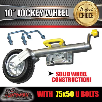 10  Swing Up Jockey Wheel & 75x50mm U Bolts Boat Caravan Trailer Greasable • $92