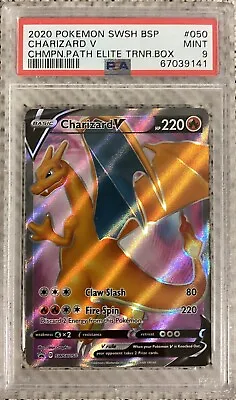 Pokemon Card PSA 9 Mint Charizard V 2020 Black Star Promo Holo SWSH050 • $59