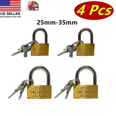 4 Pcs Small Metal Padlock 25mm-35mm Mini Brass Lock With Different Keys • $9.99