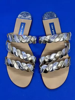 Zara Basic Gold/Silver Braid Strappy Flat Sandals Size 5M • $25