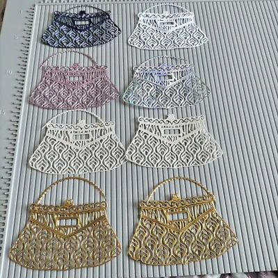 Crafting: 8 Tattered Lace Handbags Die Cuts/card Toppers Various Colours  • £1.60