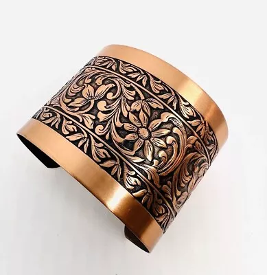 COPPERCRAFT GUILD Wide Solid Copper Cuff Statement Bracelet Vintage Jewelry • $34.50