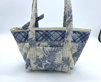 Rare Vera Bradley BLUE TOILE Small Zip Purse Cosmetic MINI PADDY 2001 Excellent! • $19.99