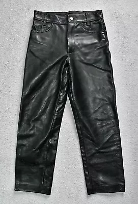 VANSON Black Leather Heavy Duty Motorcycle Biker Trousers Pants USA W29 L28 • $189.44