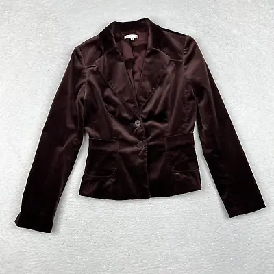 Vince Camuto Jacket Womens 2 Plum Brown Velvet Blazer Coat Fitted Made In USA • $29.88