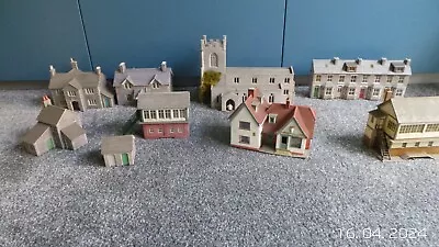 Job Lot Model Railway OO Buildings + Low Relief Church Shop Houses Suit Hornby + • £12.50