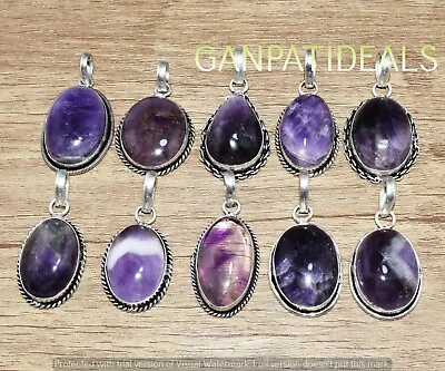 Amethyst Gemstone Pendant Lot 925 Sterling Silver Plated Wholesale Jewelry • $50.34