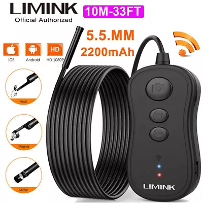 5.5mm Wi-Fi Wireless Endoscope Borescope Semi-rigid Cable Inspection Camera 33ft • $68.99