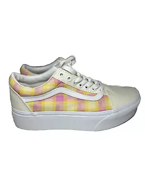  VANS Old Skool Stackform Pastel Picnic Plaid Platform Womens 8.5 • $64.99