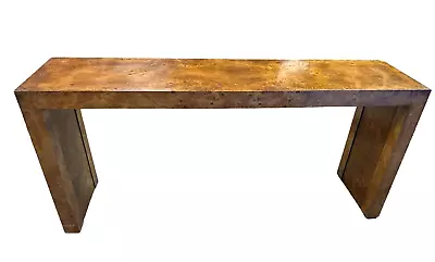 Vintage Waterfall Burlwood Console Table Attributed To Milo Baughman For Heckman • $1025