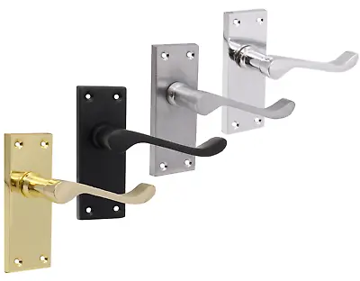 Victorian Scroll Door Handles Lever Latch Lock Bathroom Chrome Brass Satin Black • £11.90