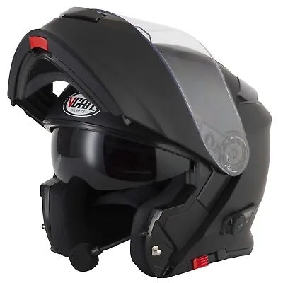 Vcan V271 Bluetooth Flip Front Modular Motorcycle Helmet Matt Black Small • $186.75