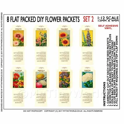 8 Dolls House Flower Seed Packets (Set 2) • £1.99