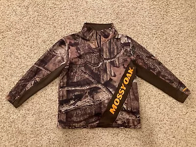 Mossy Oak Boys Youth Athletic Shirt Size Small 6/8 Brown Camo 1/4 Zip Pullover • $11.95