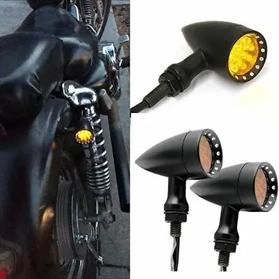 Motorcycle Amber LED Bullet Turn Signals For Harley Cafe Racer Bobber Chopper IA • $23.29