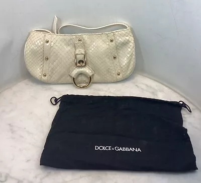 Vintage DOLCE AND GABBANA Snake Skin Leather Pochette Clutch Bag • $175
