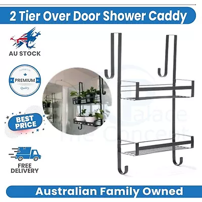 Over Door Shower Caddy 2 Tier Bathroom Storage Rack Holder Organizer Shelf Bath • $18.32