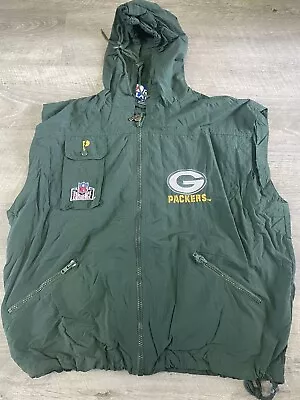 Vintage Green Bay Packers Green Full Zip Military Style Pro Player Vest Men’s XL • $30