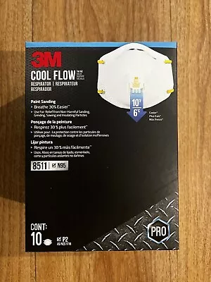 New 10 X 3M 8511 N95 P2 COOL FLOW PRO Face Mask Respirator Valve • $45