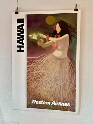 Original Vintage Travel Poster  HAWAII Aloha Beauty  By Western Airlines 1970s • $245