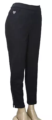 Dream Jeanne By Quacker Factory Pull On Pants Cropped Stretch Black Size L • $18