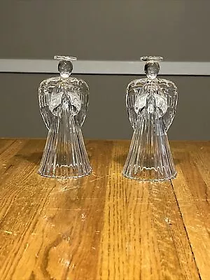 Vintage Angel Crystal Candlestick Holders 24% Lead Crystal By Avon • $17.50