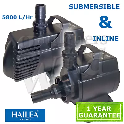 HAILEA HX8860 INLINE WATER PUMP 5800L/hr Hydroponic Aquarium Fish Tank HX-8860 • £66.74