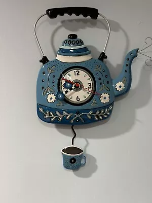 Allen Designs Wall Clock - Blue Kettle As New • $65