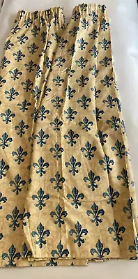 £30 • Buy Jonelle Cream & Blue Fleur-de-lys Lined Curtains L 137cm X W 178cm (per Drop)