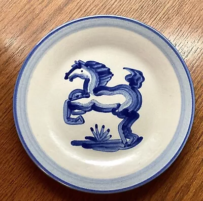 M A Hadley Pottery Blue Horse Dessert Salad Plate 7.5” • $21.99