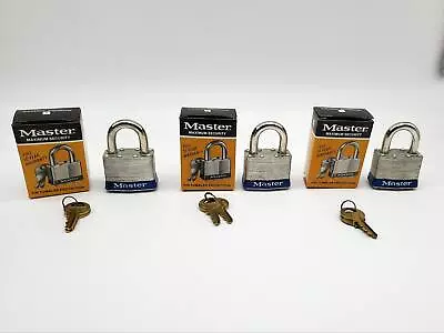 3x Master Lock Padlocks No 1. Keyed Alike 1  Shackle Milwaukee USA Vintage NOS • $15.29