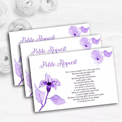 Beautiful Cadbury Purple Watercolour Flowers Wedding Gift Money Poem Cards • £11.16