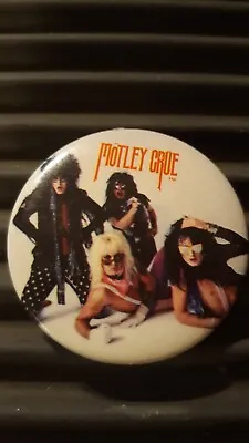 MOTLEY CRUE Pin Vintage 80s Rock Metal Band Pin Pinback Button Badge VTG 1985 • $14.99