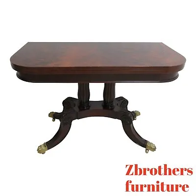 Councill Craftsman Furniture  Flip Top Game Dining Table Paw Foot Flame Mahogany • $2299