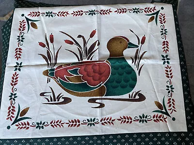 Vintage MALLARD DUCK PILLOW PANEL Fabric Block New Craft Wild Bird 90’s 21.5x17 • $5.99